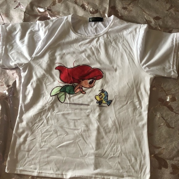 Little mermaid tshirt white Disney cartoon top - Picture 5 of 5